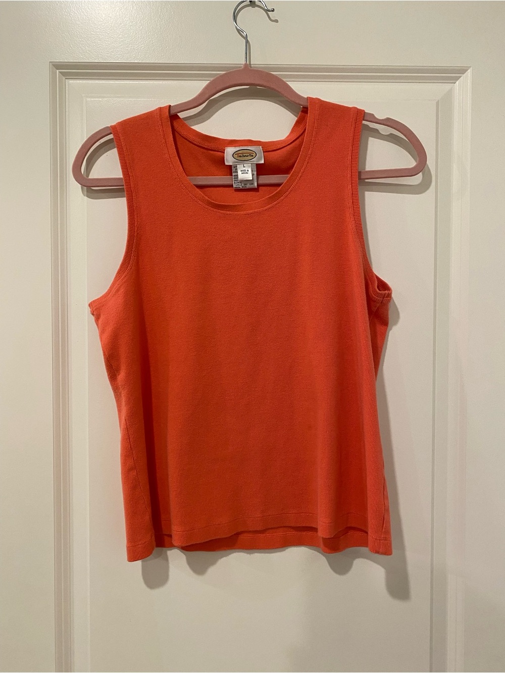 Talbots Coral Twin Set Cardigan Shell Tank Top Large Cotton Stretch - Picture 5 of 7